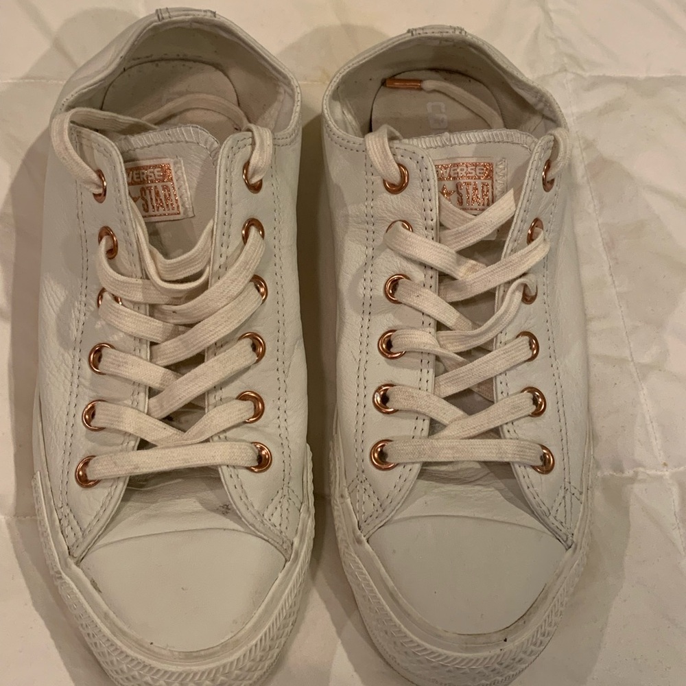 White Leather Converse Shoes Womens Solid White S… - image 3